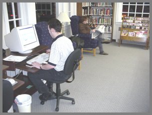 Adult patrons using the library services