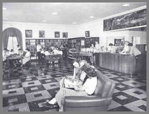 An early picture of the main reading room of the library